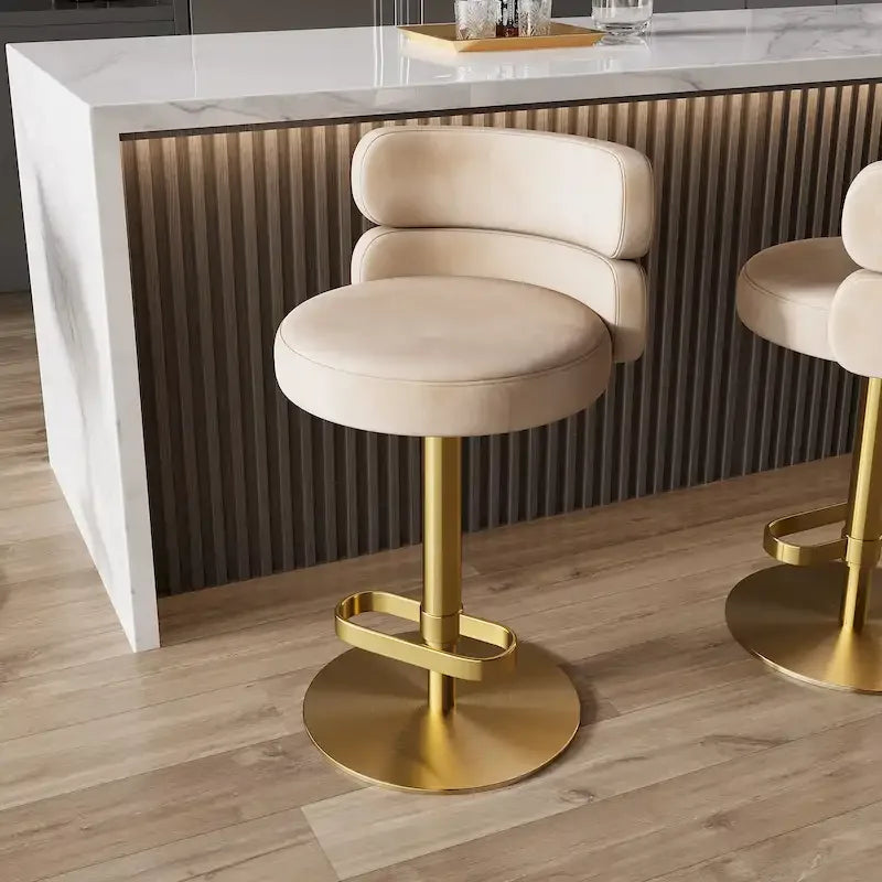 CAROCC Tabouret de bar en velours, réglable en hauteur et pivotant