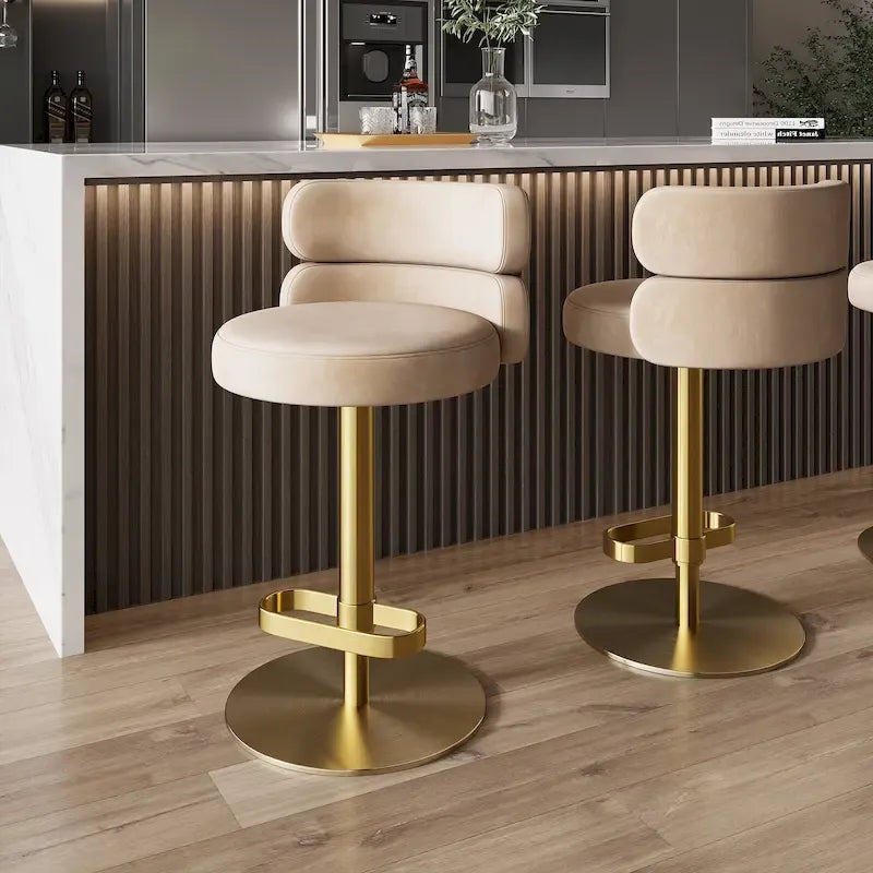 CAROCC Tabouret de bar en velours, réglable en hauteur et pivotant