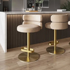 CAROCC Tabouret de bar en velours, réglable en hauteur et pivotant