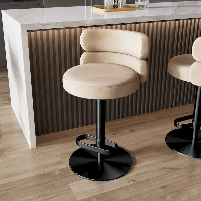 CAROCC Tabouret de bar en velours, réglable en hauteur et pivotant