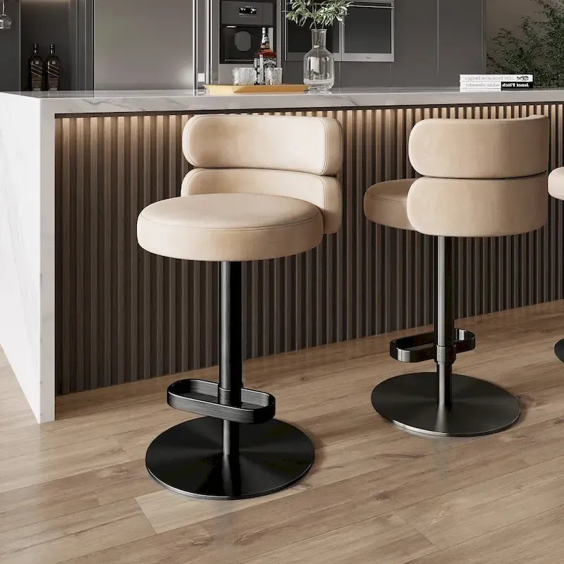 CAROCC Tabouret de bar en velours, réglable en hauteur et pivotant