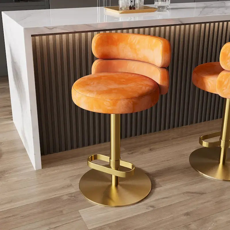 CAROCC Tabouret de bar en velours, réglable en hauteur et pivotant