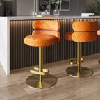 CAROCC Tabouret de bar en velours, réglable en hauteur et pivotant