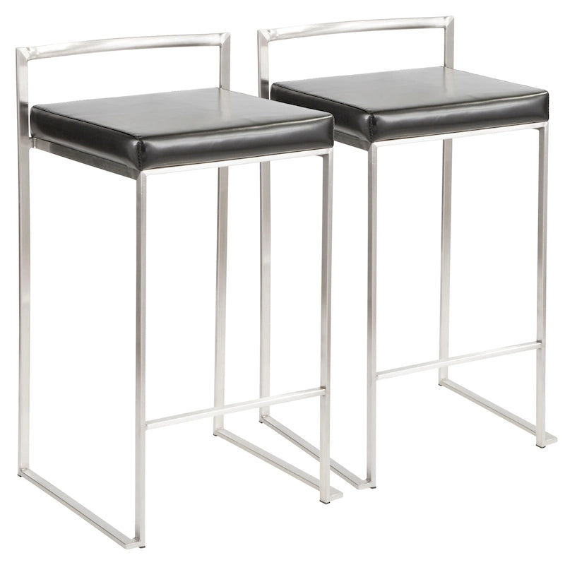 Sgabello da bancone impilabile in acciaio inossidabile completamente saldato Silver Orchid Forrest (set di 2)
