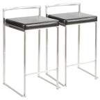 Sgabello da bancone impilabile in acciaio inossidabile completamente saldato Silver Orchid Forrest (set di 2)
