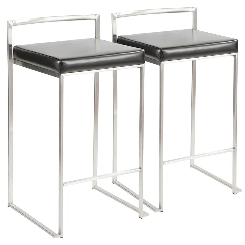 Sgabello da bancone impilabile in acciaio inossidabile completamente saldato Silver Orchid Forrest (set di 2)