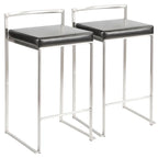 Sgabello da bancone impilabile in acciaio inossidabile completamente saldato Silver Orchid Forrest (set di 2)