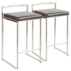 Sgabello da bancone impilabile in acciaio inossidabile completamente saldato Silver Orchid Forrest (set di 2)