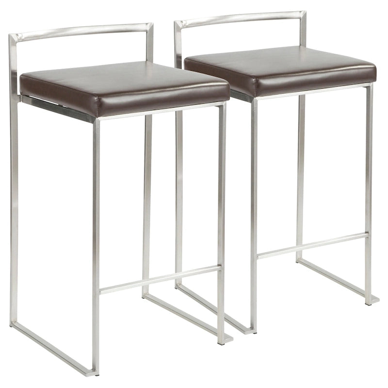 Sgabello da bancone impilabile in acciaio inossidabile completamente saldato Silver Orchid Forrest (set di 2)