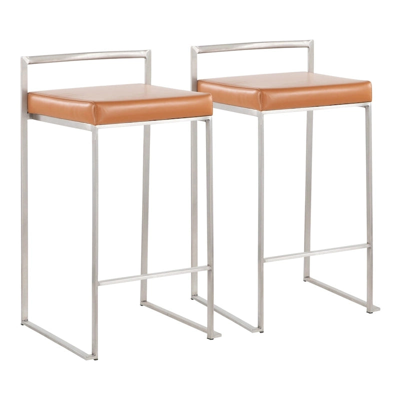 Sgabello da bancone impilabile in acciaio inossidabile completamente saldato Silver Orchid Forrest (set di 2)