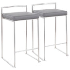 Sgabello da bancone impilabile in acciaio inossidabile completamente saldato Silver Orchid Forrest (set di 2)