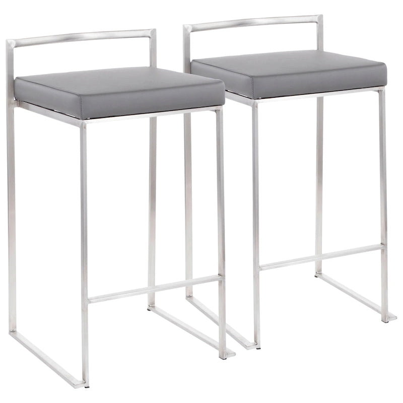 Sgabello da bancone impilabile in acciaio inossidabile completamente saldato Silver Orchid Forrest (set di 2)