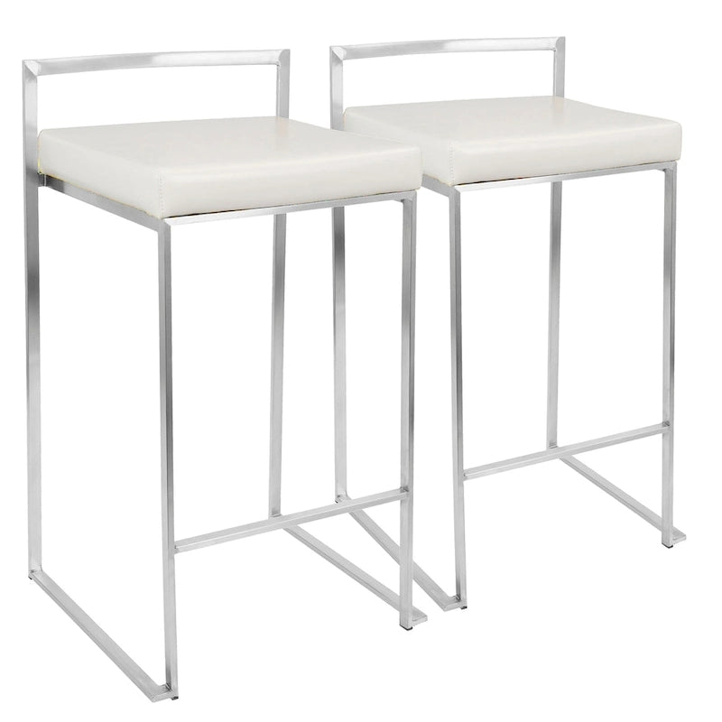 Sgabello da bancone impilabile in acciaio inossidabile completamente saldato Silver Orchid Forrest (set di 2)