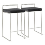 Sgabello da bancone impilabile in acciaio inossidabile completamente saldato Silver Orchid Forrest (set di 2)