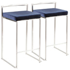 Sgabello da bancone impilabile in acciaio inossidabile completamente saldato Silver Orchid Forrest (set di 2)