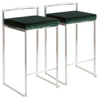 Sgabello da bancone impilabile in acciaio inossidabile completamente saldato Silver Orchid Forrest (set di 2)