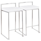 Sgabello da bancone impilabile in acciaio inossidabile completamente saldato Silver Orchid Forrest (set di 2)