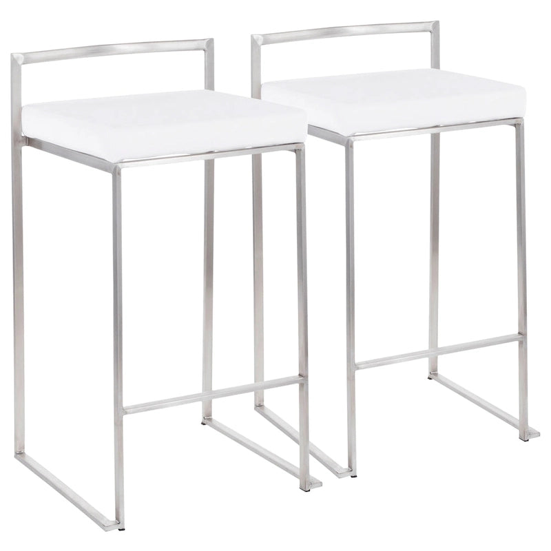 Sgabello da bancone impilabile in acciaio inossidabile completamente saldato Silver Orchid Forrest (set di 2)