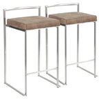 Sgabello da bancone impilabile in acciaio inossidabile completamente saldato Silver Orchid Forrest (set di 2)