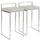 Sgabello da bancone impilabile in acciaio inossidabile completamente saldato Silver Orchid Forrest (set di 2)