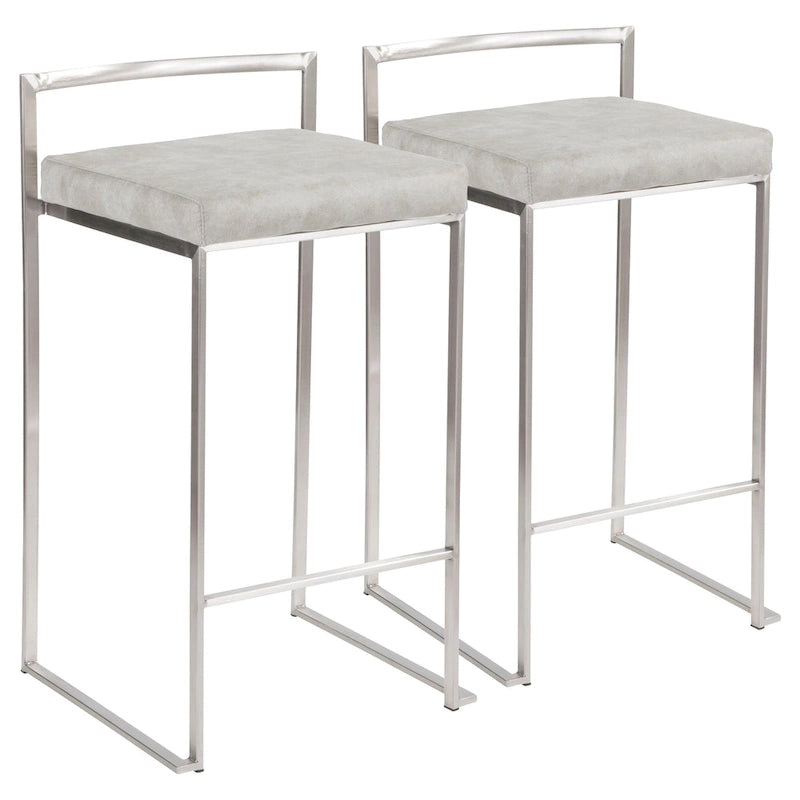 Sgabello da bancone impilabile in acciaio inossidabile completamente saldato Silver Orchid Forrest (set di 2)