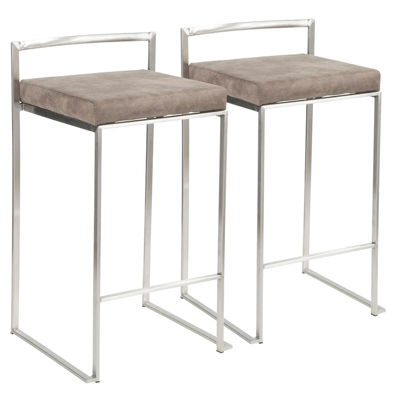 Sgabello da bancone impilabile in acciaio inossidabile completamente saldato Silver Orchid Forrest (set di 2)