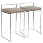 Sgabello da bancone impilabile in acciaio inossidabile completamente saldato Silver Orchid Forrest (set di 2)