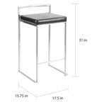 Sgabello da bancone impilabile in acciaio inossidabile completamente saldato Silver Orchid Forrest (set di 2)