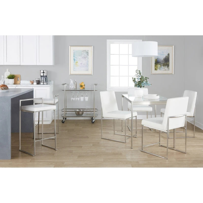 Sgabello da bancone impilabile in acciaio inossidabile completamente saldato Silver Orchid Forrest (set di 2)