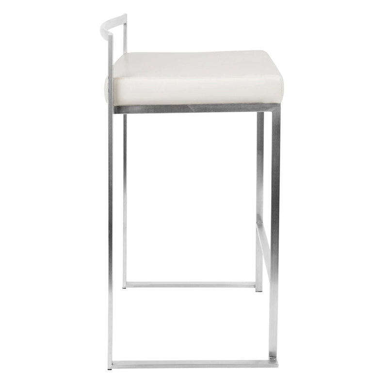 Sgabello da bancone impilabile in acciaio inossidabile completamente saldato Silver Orchid Forrest (set di 2)