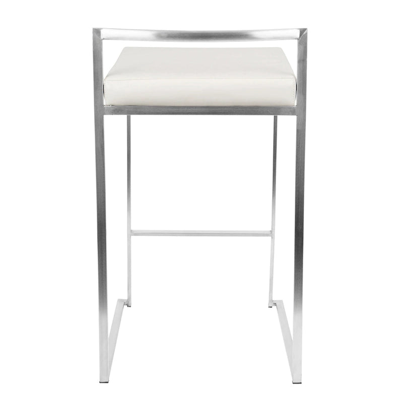 Sgabello da bancone impilabile in acciaio inossidabile completamente saldato Silver Orchid Forrest (set di 2)