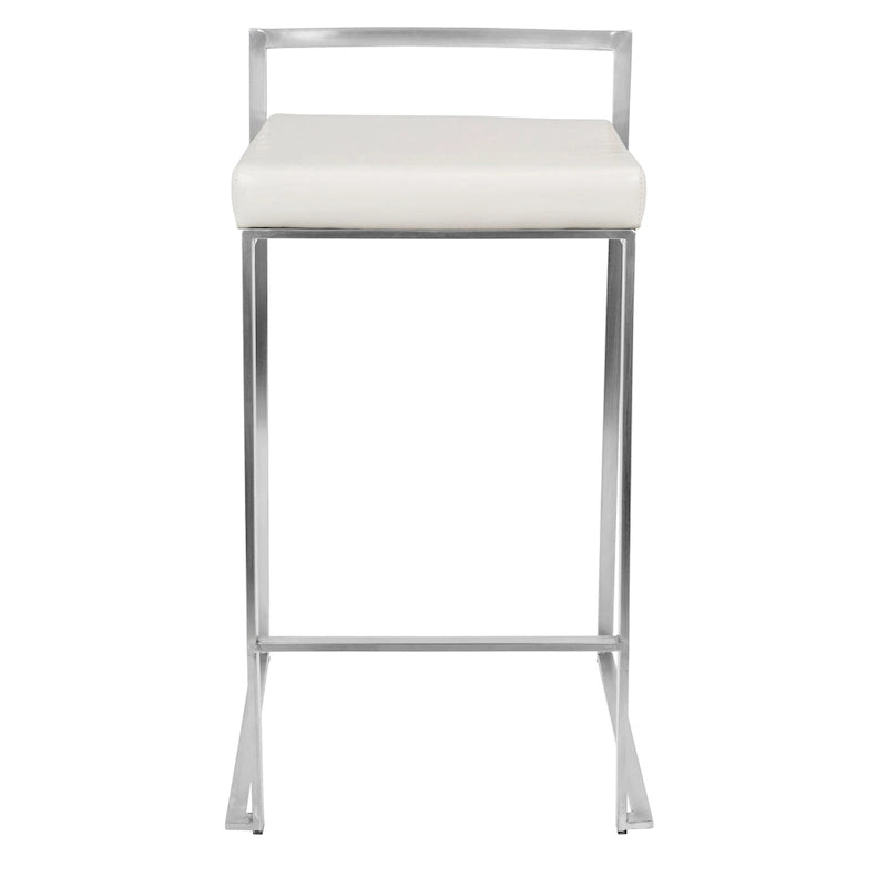 Sgabello da bancone impilabile in acciaio inossidabile completamente saldato Silver Orchid Forrest (set di 2)