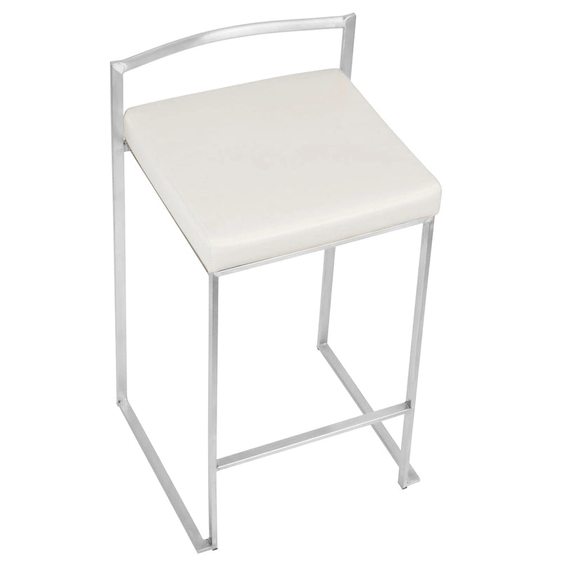 Sgabello da bancone impilabile in acciaio inossidabile completamente saldato Silver Orchid Forrest (set di 2)