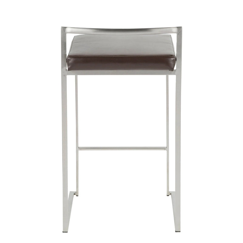 Sgabello da bancone impilabile in acciaio inossidabile completamente saldato Silver Orchid Forrest (set di 2)