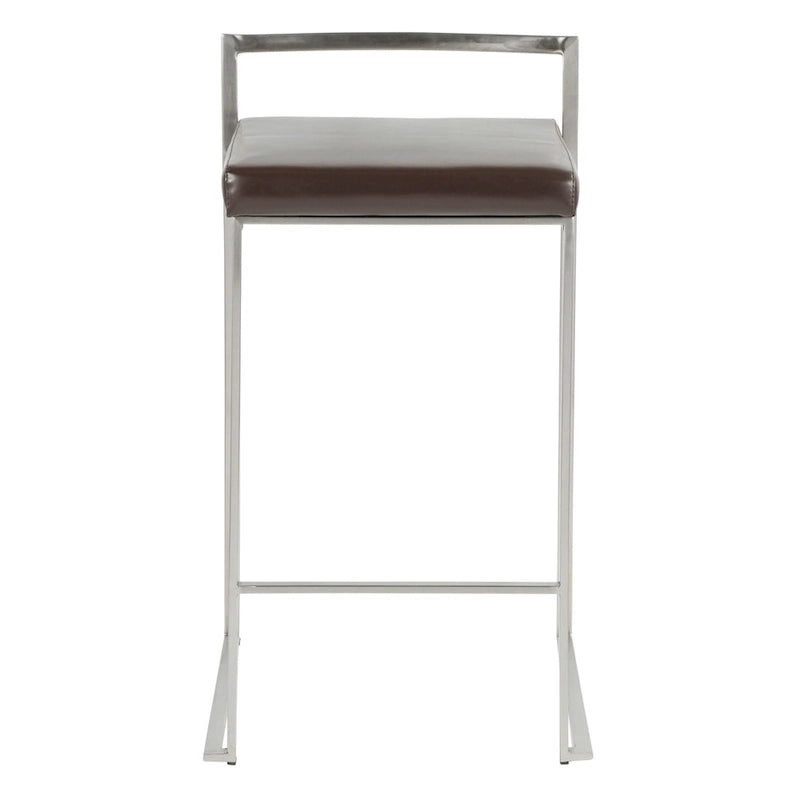 Sgabello da bancone impilabile in acciaio inossidabile completamente saldato Silver Orchid Forrest (set di 2)