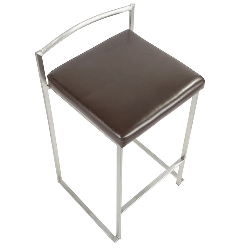 Sgabello da bancone impilabile in acciaio inossidabile completamente saldato Silver Orchid Forrest (set di 2)
