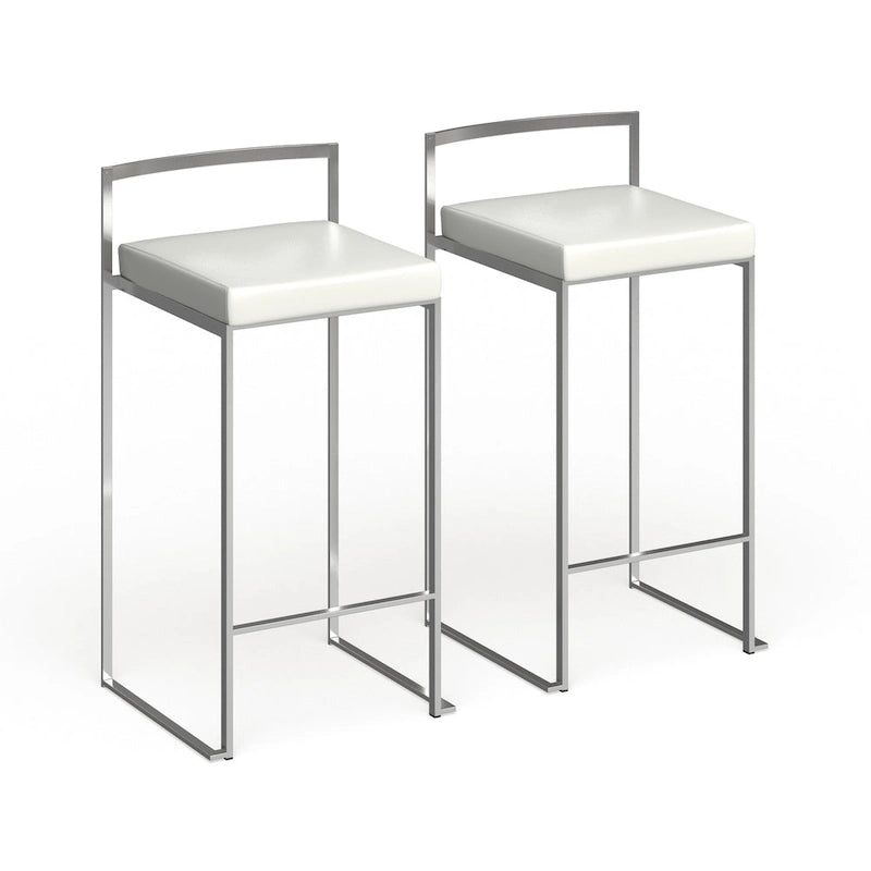 Sgabello da bancone impilabile in acciaio inossidabile completamente saldato Silver Orchid Forrest (set di 2)