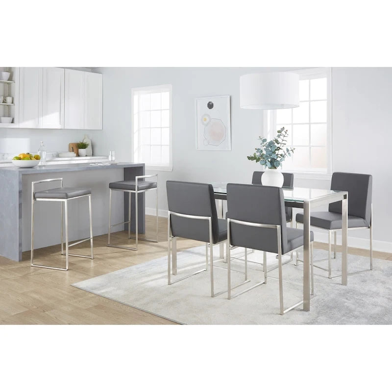 Sgabello da bancone impilabile in acciaio inossidabile completamente saldato Silver Orchid Forrest (set di 2)