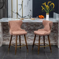 Sgabelli da Bancone Roundhill Furniture Nevis in Similpelle Trapuntata Stile Moderno Mid-century con Borchie, Set da 2