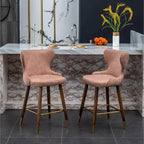 Sgabelli da Bancone Roundhill Furniture Nevis in Similpelle Trapuntata Stile Moderno Mid-century con Borchie, Set da 2