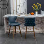 Sgabelli da Bancone Roundhill Furniture Nevis in Similpelle Trapuntata Stile Moderno Mid-century con Borchie, Set da 2