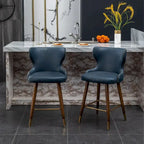 Sgabelli da Bancone Roundhill Furniture Nevis in Similpelle Trapuntata Stile Moderno Mid-century con Borchie, Set da 2
