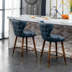 Sgabelli da Bancone Roundhill Furniture Nevis in Similpelle Trapuntata Stile Moderno Mid-century con Borchie, Set da 2