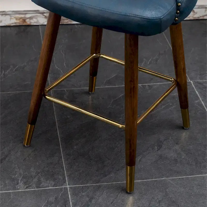 Sgabelli da Bancone Roundhill Furniture Nevis in Similpelle Trapuntata Stile Moderno Mid-century con Borchie, Set da 2