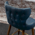 Sgabelli da Bancone Roundhill Furniture Nevis in Similpelle Trapuntata Stile Moderno Mid-century con Borchie, Set da 2