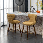 Sgabelli da Bancone Roundhill Furniture Nevis in Similpelle Trapuntata Stile Moderno Mid-century con Borchie, Set da 2