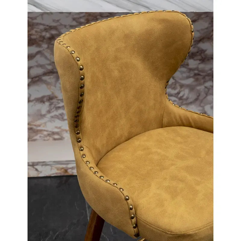 Sgabelli da Bancone Roundhill Furniture Nevis in Similpelle Trapuntata Stile Moderno Mid-century con Borchie, Set da 2