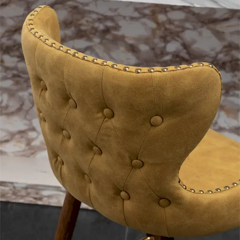 Sgabelli da Bancone Roundhill Furniture Nevis in Similpelle Trapuntata Stile Moderno Mid-century con Borchie, Set da 2