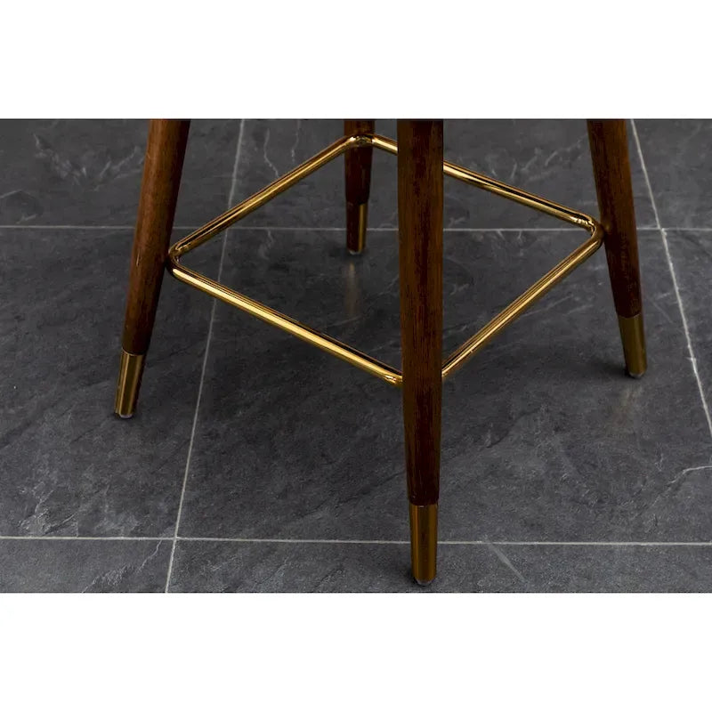 Sgabelli da Bancone Roundhill Furniture Nevis in Similpelle Trapuntata Stile Moderno Mid-century con Borchie, Set da 2