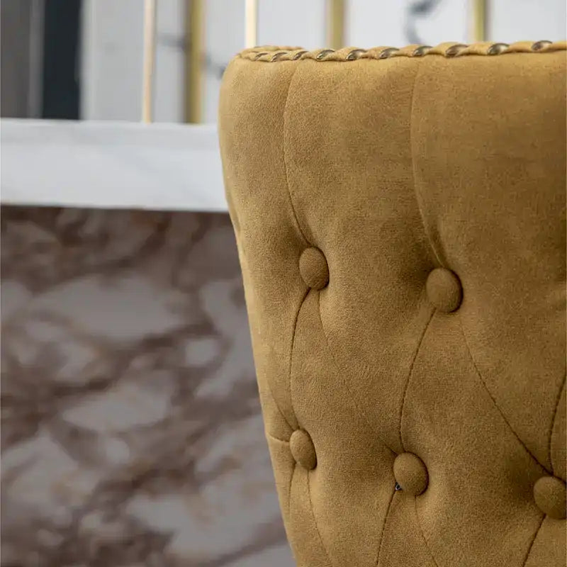 Sgabelli da Bancone Roundhill Furniture Nevis in Similpelle Trapuntata Stile Moderno Mid-century con Borchie, Set da 2